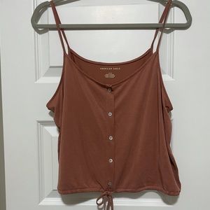 Tank with button detail and drawstring hem